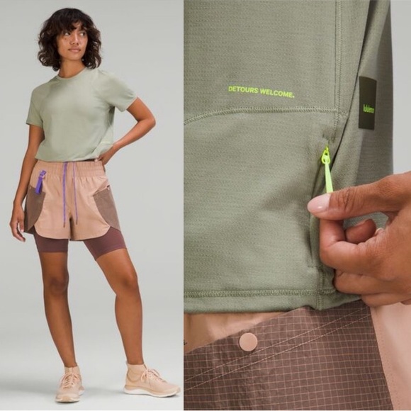 Lululemon Lightweight Cinched Hem Hiking T-ShirtLaurel Green Top Shirt - Picture 2 of 6